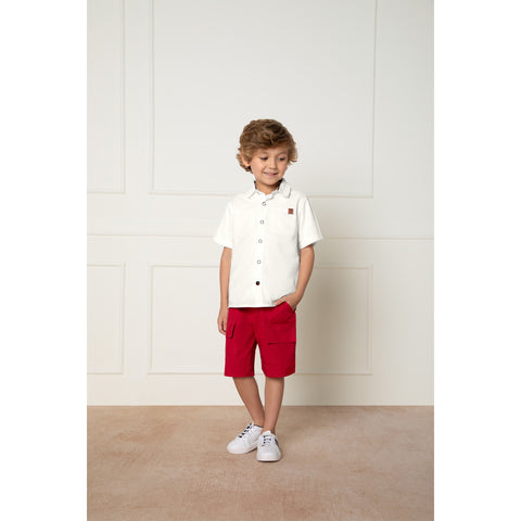 Conjunto Camisa Blanca Short Rojo