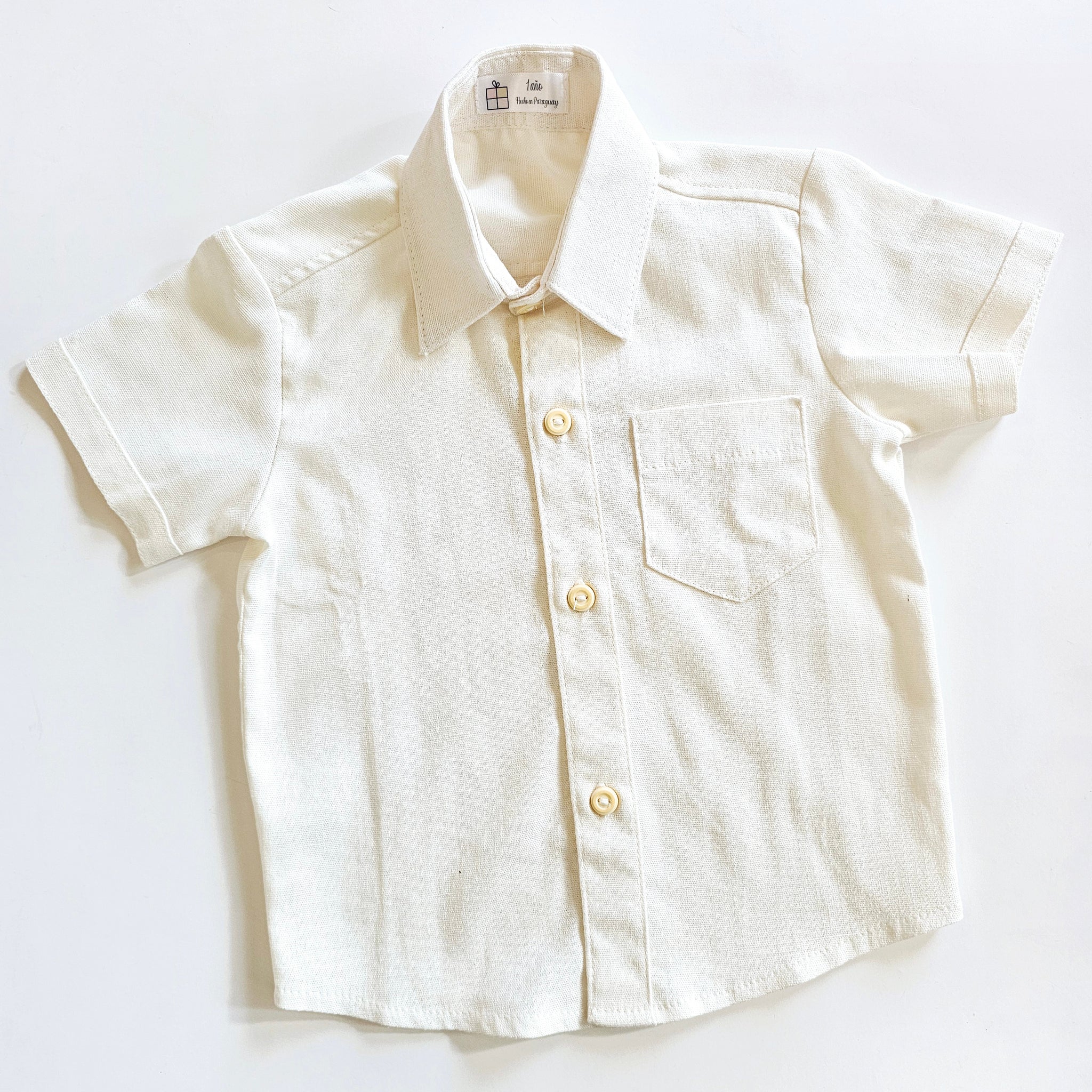 Camisa Lino Cuello Blanco