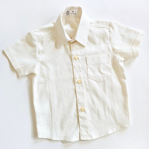 Camisa Lino Cuello Blanco