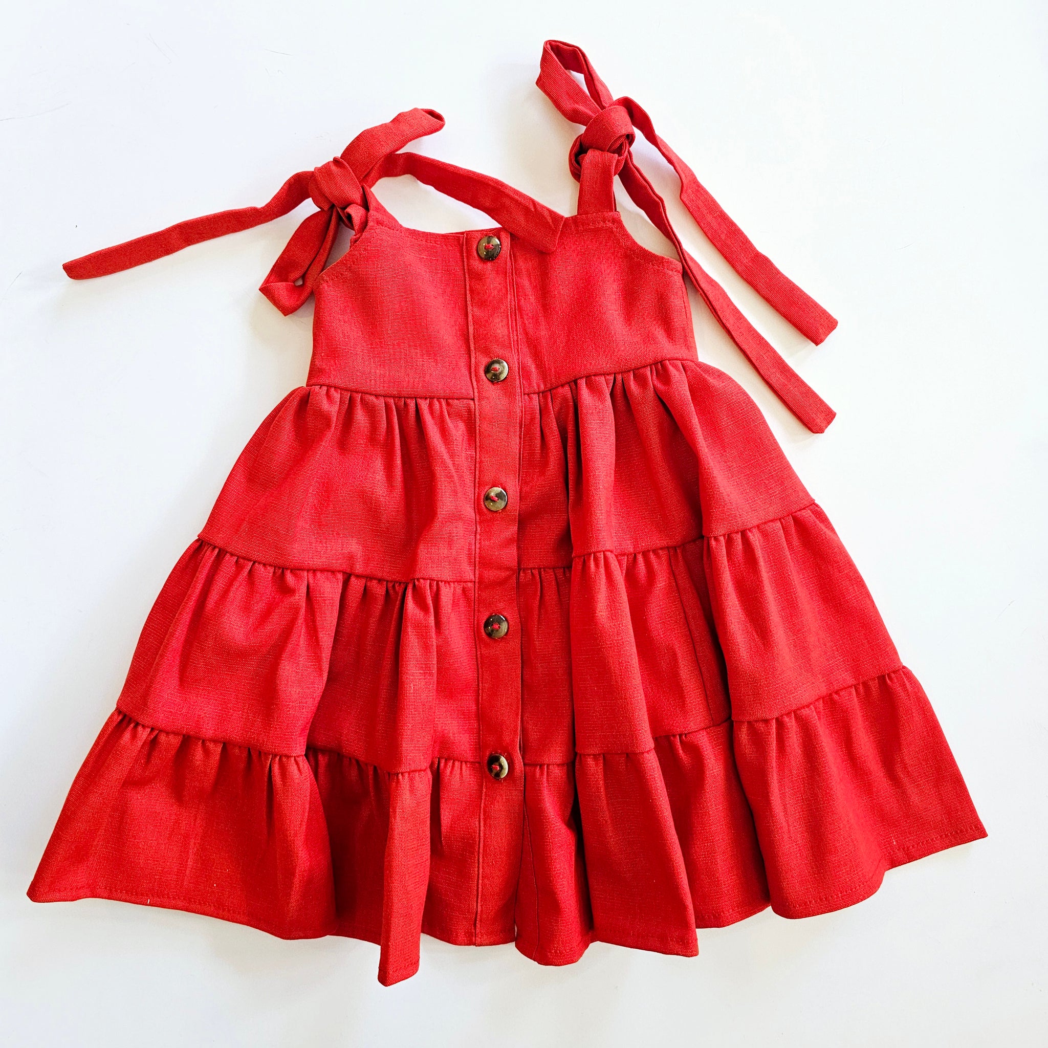 Vestido Lino Rojo