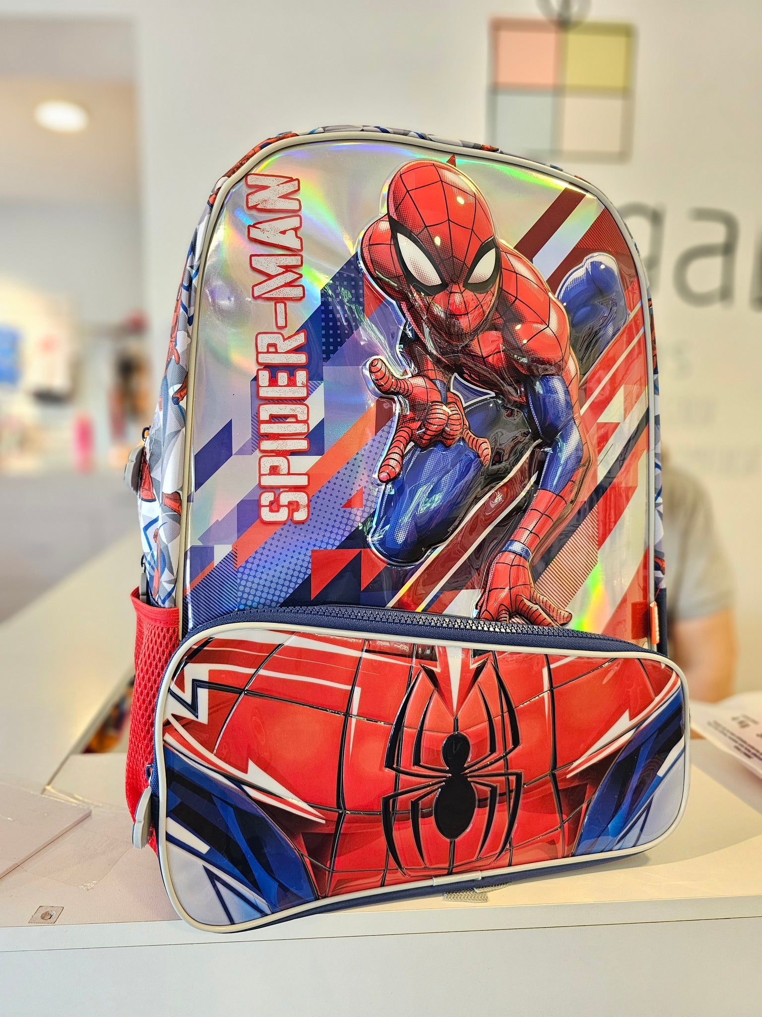 Mochila Spiderman Gris Grande