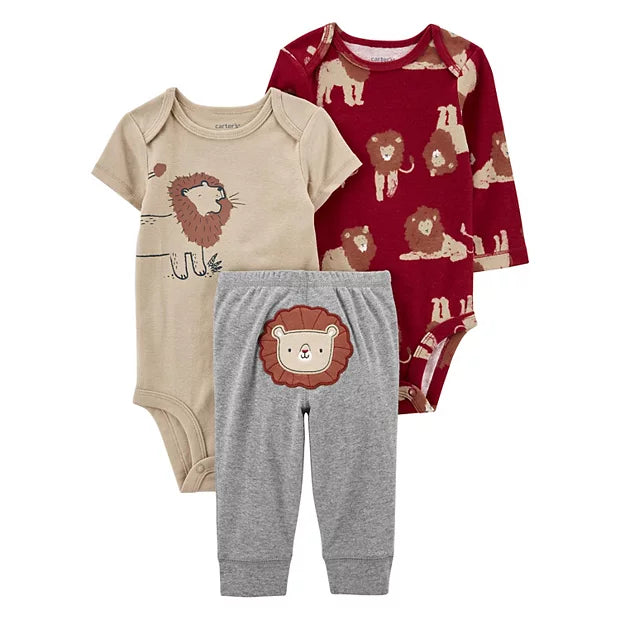 Set x3 Piezas Carters leon bebe