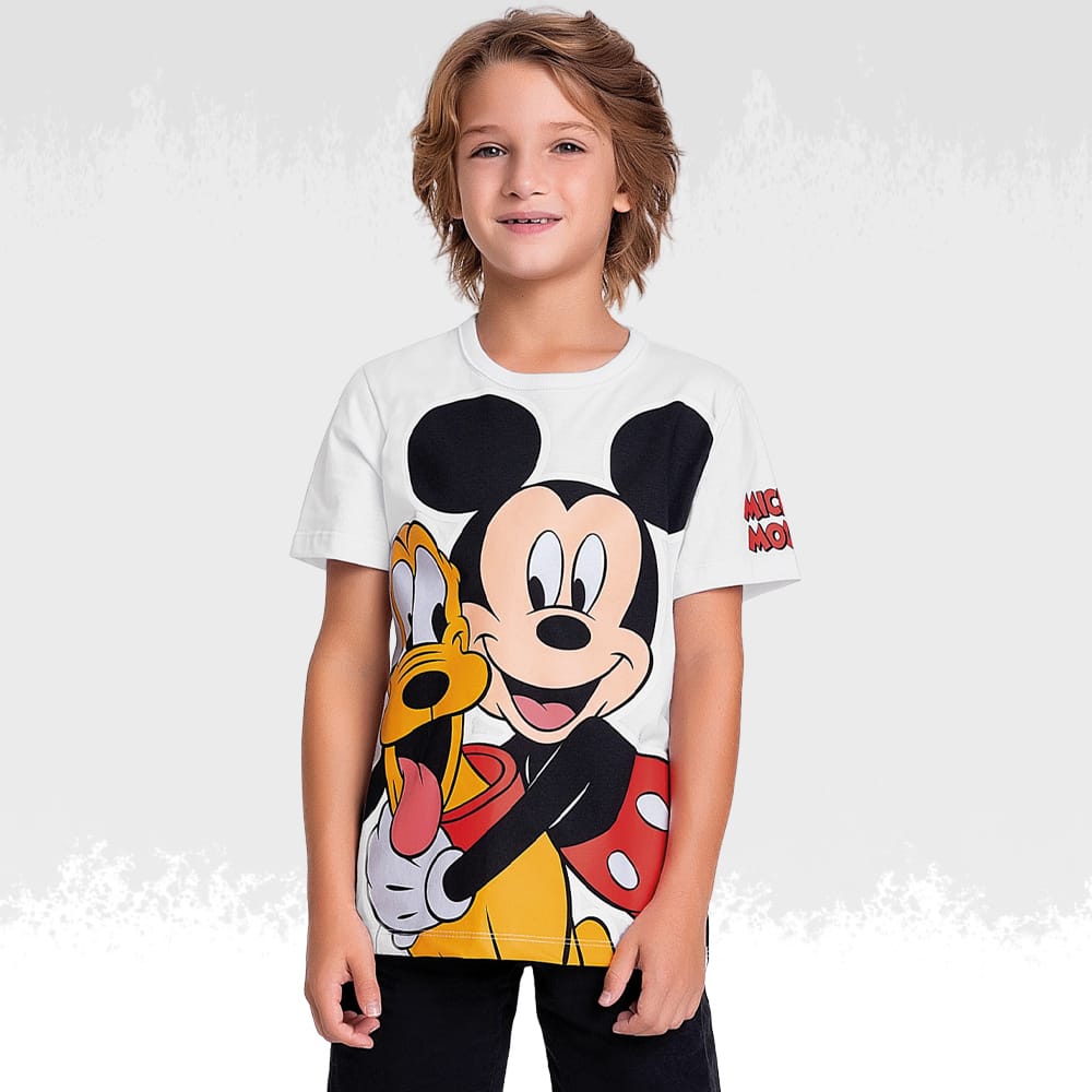 Remera Mickey Pluto Blanco