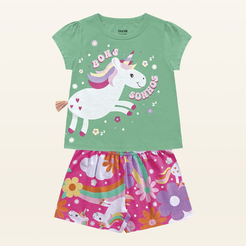 Pijama Algodón Unicornio Verde