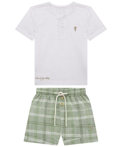 Conjunto Camisa Lino Short Cuadros OM