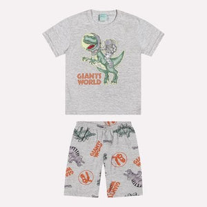 Pijama Dino Astronauta Gris Corto