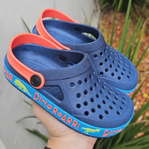 Crocs  Dino Azul Naranja